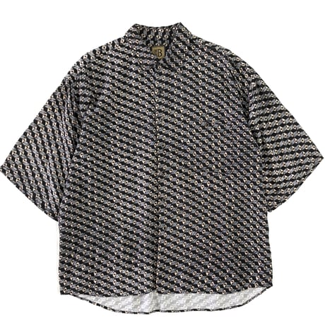 00's Bruno "Geometric Pattern" Black Rayon Shirt Lサイズ