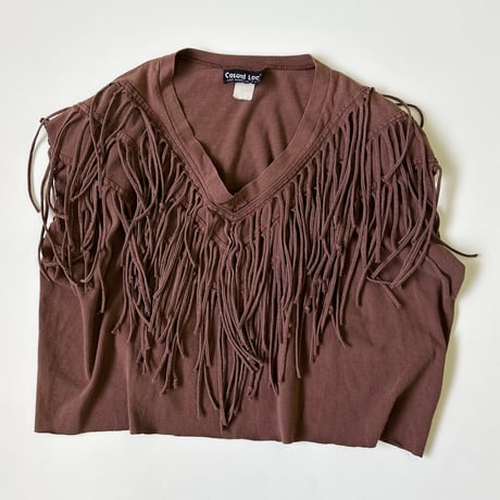 ～90's Casual Look "Cut Off" Fringe Tee USA製