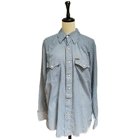 70’s Wrangler Gingham Check Western Shirt Mサイズ USA製