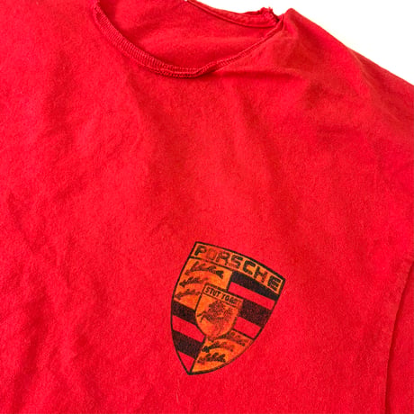 "Cut Off" ～90's "Porsche" "両面" Tシャツ (fits L)