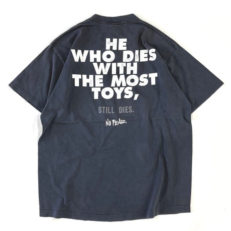 "Black Fade" 90's NO FEAR "He Who Dies～" "両面" Tシャツ XLサイズ USA製