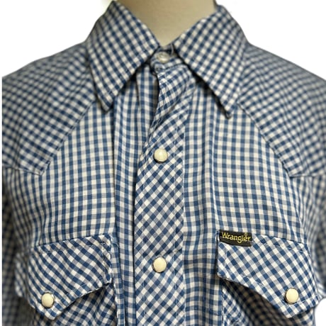 70’s Wrangler Gingham Check Western Shirt Mサイズ USA製