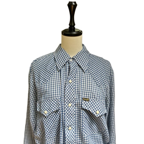 70’s Wrangler Gingham Check Western Shirt Mサイズ USA製