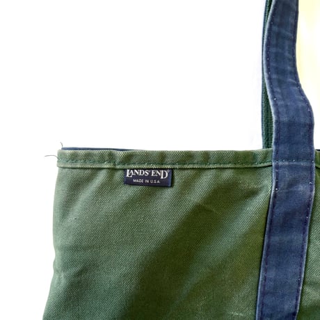 90's LANDS' END "Deluxe Color" "Zip Top" Tote Bag USA製