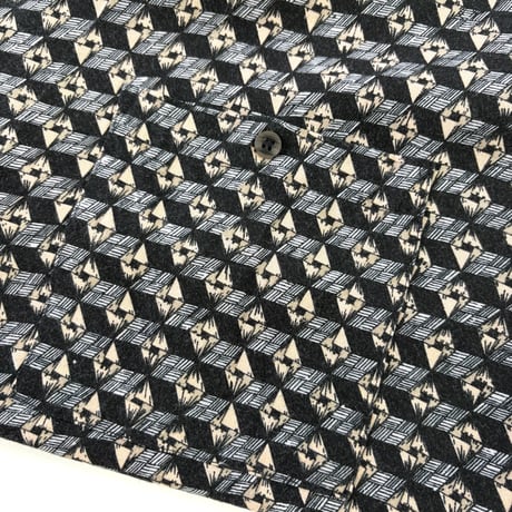 00's Bruno "Geometric Pattern" Black Rayon Shirt Lサイズ