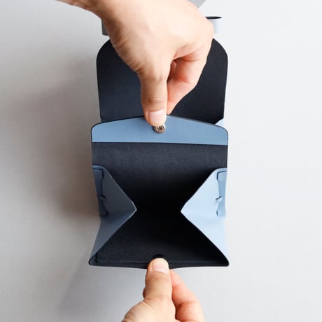 [sou series]  リボン ショートウォレット グレイブルーxストーングレー/ ribbon short wallet #gray blue x stone gray
