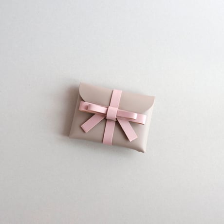 [ sou series] リボンカードケース＃グレージュxピンク / ribbon card case #greige x pink