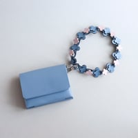 [花冠] フラワー ミニウォレット グレイブルーxピンク / [flower crown] flower mini wallet #grayblue x pink