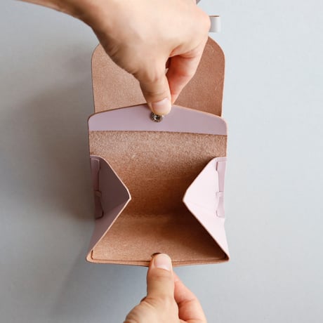 [sou series]  リボン ショートウォレット ピンクxグレージュ/ ribbon short wallet #pink x greige