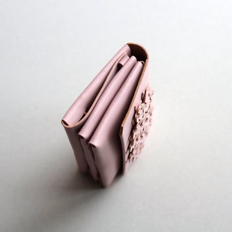[花圃] フラワー ミニウォレット ピンク / [flower garden] flower mini wallet #grayblue x pink