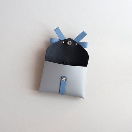 [ sou series] リボンカードケース＃ストーングレーxグレイブルー / ribbon card case #stone gray x gray blue