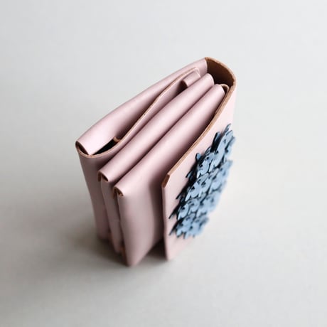 [花圃] フラワー ミニウォレット ピンクxグレイブルー / [flower garden] flower mini wallet #grayblue x pink x grayblue