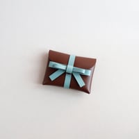 [ sou series] リボンカードケース＃ブラウンxスモーキーミント / ribbon card case #brown x smoky mint
