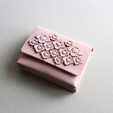 [花圃] フラワー ミニウォレット ピンク / [flower garden] flower mini wallet #grayblue x pink