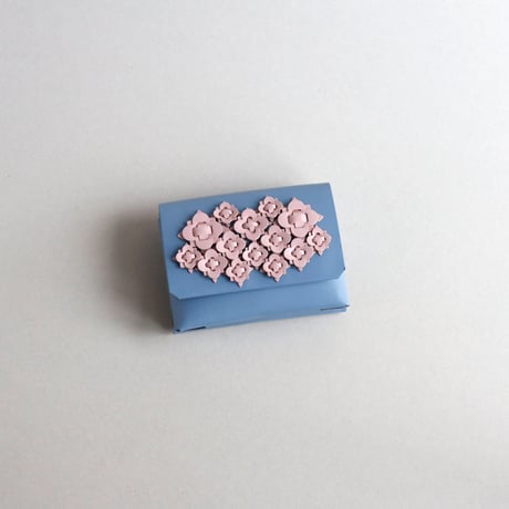 [花圃] フラワー ミニウォレット グレイブルーxピンク / [flower garden] flower mini wallet #grayblue x pink