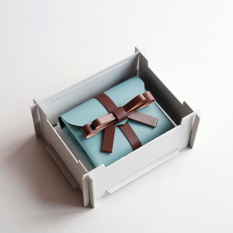 [sou series]  リボン ショートウォレット スモーキーミントxブラウン/ ribbon short wallet #smoky mint x brown