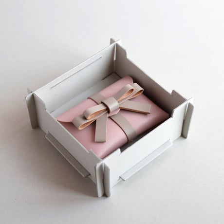 [ sou series] リボンカードケース＃ピンクxグレージュ / ribbon card case #pink x greige