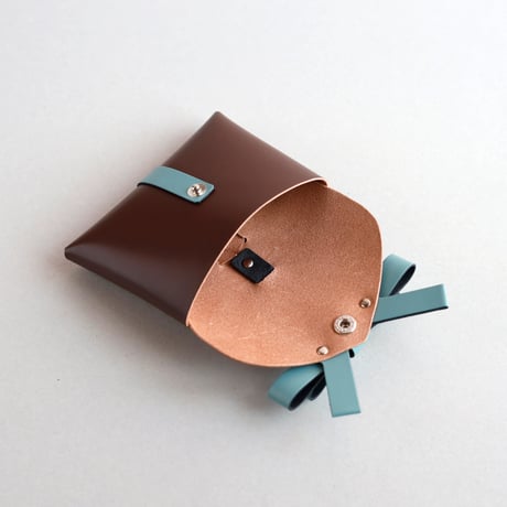 [ sou series] リボンカードケース＃ブラウンxスモーキーミント / ribbon card case #brown x smoky mint