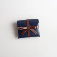 [sou series]  リボン ショートウォレット ネイビーxブラウン/ ribbon short wallet #navy x brown