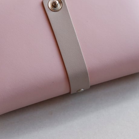 [archive]  シワ・黒点あり リボン ショートウォレット ピンクxグレージュ/ ribbon short wallet #pink x greige
