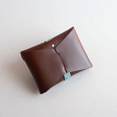 [ sou series] リボンカードケース＃ブラウンxスモーキーミント / ribbon card case #brown x smoky mint