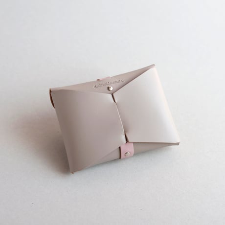 [ sou series] リボンカードケース＃グレージュxピンク / ribbon card case #greige x pink