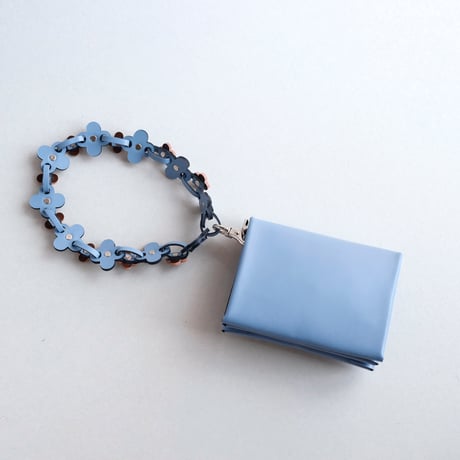 [花冠] フラワー ミニウォレット グレイブルーxブラウン / [flower crown] flower mini wallet #grayblue x brown