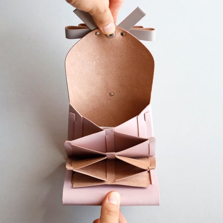 [sou series]  リボン ショートウォレット ピンクxグレージュ/ ribbon short wallet #pink x greige