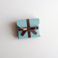 [sou series]  リボン ショートウォレット スモーキーミントxブラウン/ ribbon short wallet #smoky mint x brown