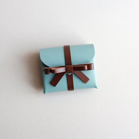 [sou series]  リボン ショートウォレット スモーキーミントxブラウン/ ribbon short wallet #smoky mint x brown