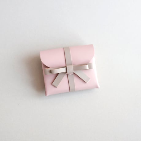 [sou series]  リボン ショートウォレット ピンクxグレージュ/ ribbon short wallet #pink x greige
