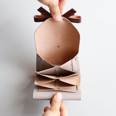 [sou series]  リボン ショートウォレット グレージュxブラウン/ ribbon short wallet #greige x brown