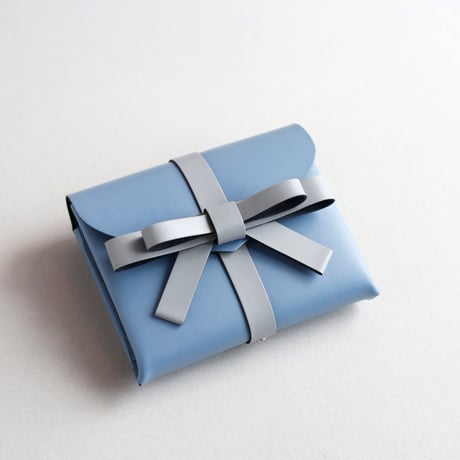 [sou series]  リボン ショートウォレット グレイブルーxストーングレー/ ribbon short wallet #gray blue x stone gray