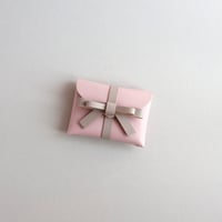 [ sou series] リボンカードケース＃ピンクxグレージュ / ribbon card case #pink x greige