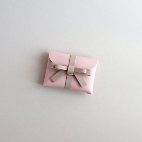 [ sou series] リボンカードケース＃ピンクxグレージュ / ribbon card case #pink x greige