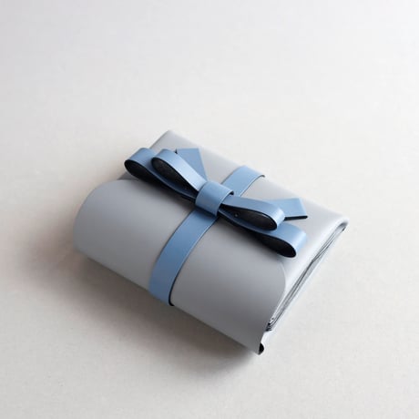 [sou series]  リボン ショートウォレット ストーングレーxグレーブルー/ ribbon short wallet #stone gray x gray blue