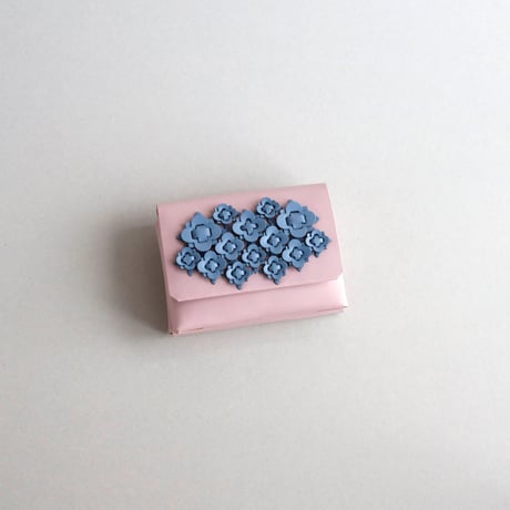 [花圃] フラワー ミニウォレット ピンクxグレイブルー / [flower garden] flower mini wallet #grayblue x pink x grayblue
