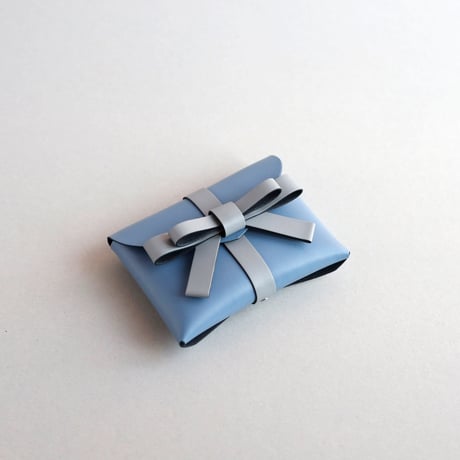 [ sou series] リボンカードケース＃グレイブルーxストーングレー / ribbon card case #gray blue x stone gray