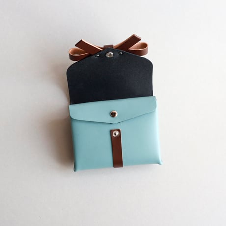 [sou series]  リボン ショートウォレット スモーキーミントxブラウン/ ribbon short wallet #smoky mint x brown
