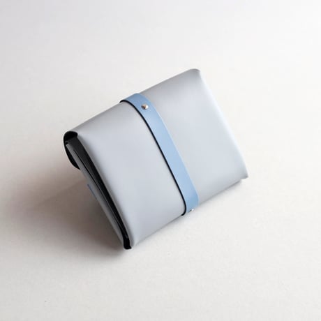 [sou series]  リボン ショートウォレット ストーングレーxグレーブルー/ ribbon short wallet #stone gray x gray blue