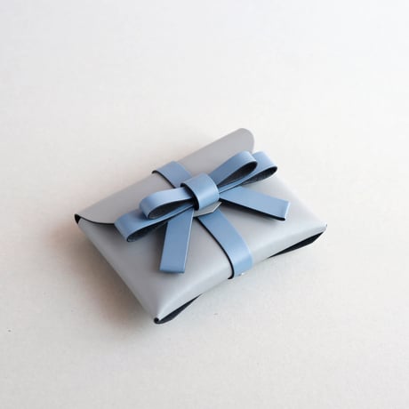 [ sou series] リボンカードケース＃ストーングレーxグレイブルー / ribbon card case #stone gray x gray blue
