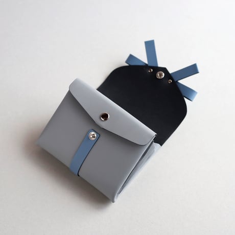 [sou series]  リボン ショートウォレット ストーングレーxグレーブルー/ ribbon short wallet #stone gray x gray blue