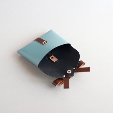 [ sou series] リボンカードケース＃スモーキーミントxブラウン / ribbon card case #smoky mint x brown