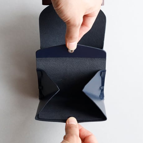[sou series]  リボン ショートウォレット ネイビーxブラウン/ ribbon short wallet #navy x brown
