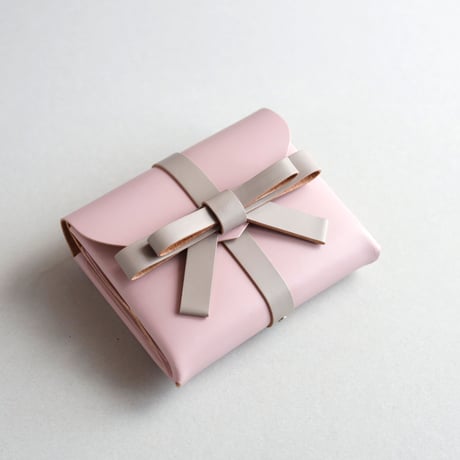 [sou series]  リボン ショートウォレット ピンクxグレージュ/ ribbon short wallet #pink x greige