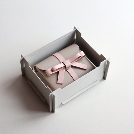 [sou series]  リボン ショートウォレット グレージュxピンク/ ribbon short wallet #greige x pink