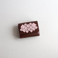 [花圃] フラワー ミニウォレット ブラウンxピンク / [flower garden] flower mini wallet #grayblue x brown x pink