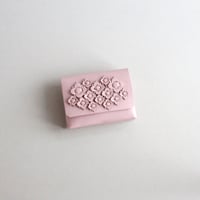 [花圃] フラワー ミニウォレット ピンク / [flower garden] flower mini wallet #grayblue x pink