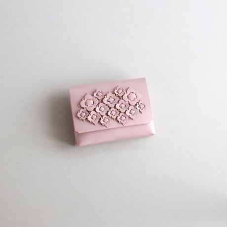 [花圃] フラワー ミニウォレット ピンク / [flower garden] flower mini wallet #grayblue x pink