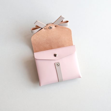 [sou series]  リボン ショートウォレット ピンクxグレージュ/ ribbon short wallet #pink x greige